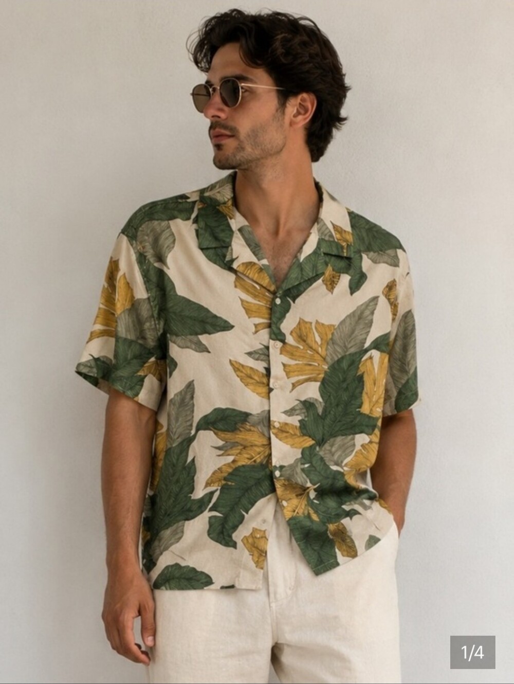 No Boundaries Hawaiian Palm Leaf Shirt Mens Size XS Short Sleeve Button Down